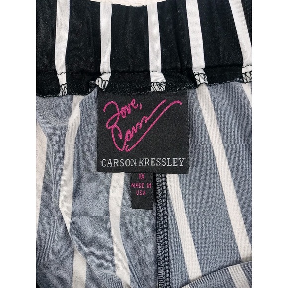 Carson Kressley Capri Pants Women's Size 1X Black & White Stripe Wide Leg Pants - Picture 10 of 12